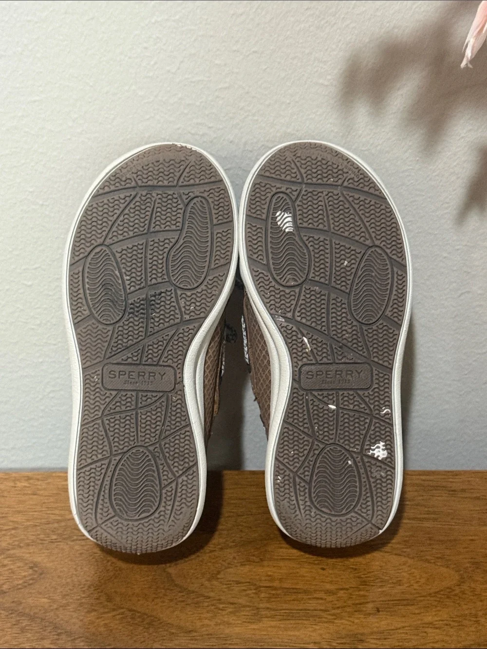 Sperry Kids Tan Leather Boat Shoes with White Laces